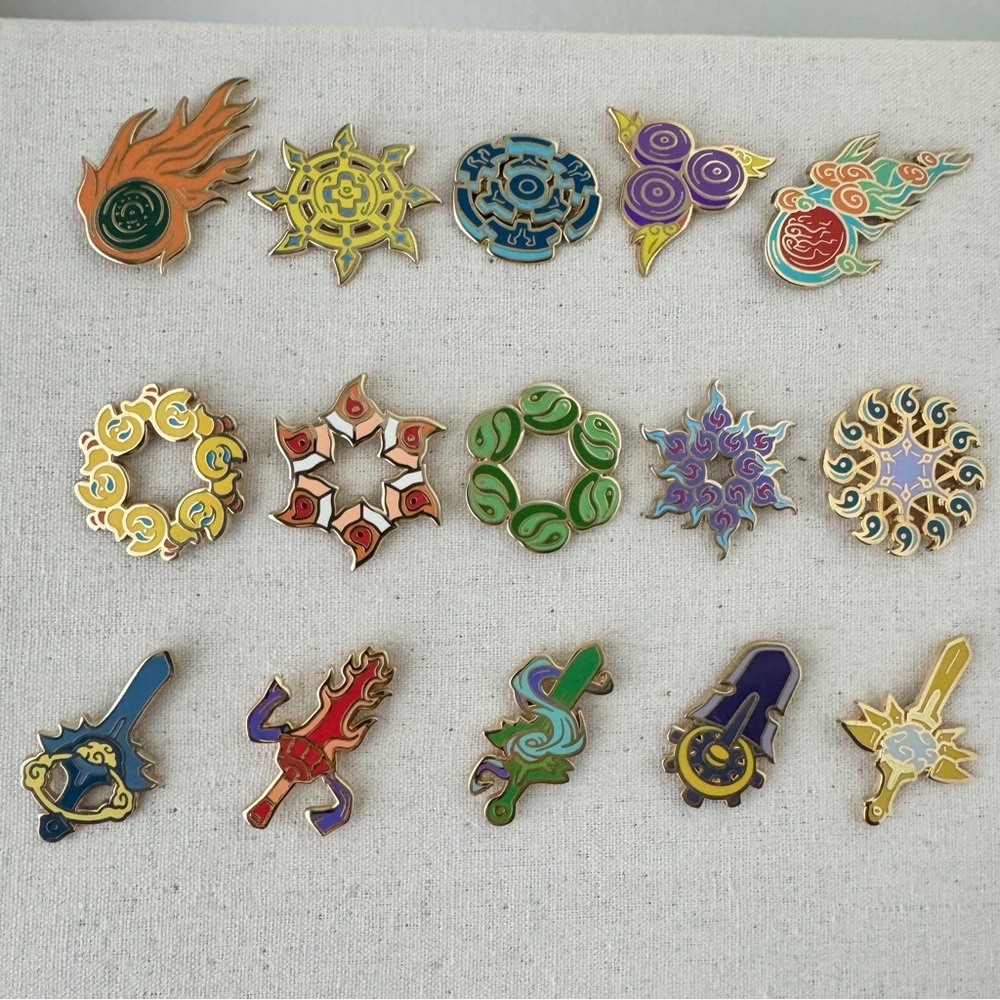 Okami Weapons Enamel Pin Set of 15, Okami Pins, Okami Sword Pin Badge, Game Pin